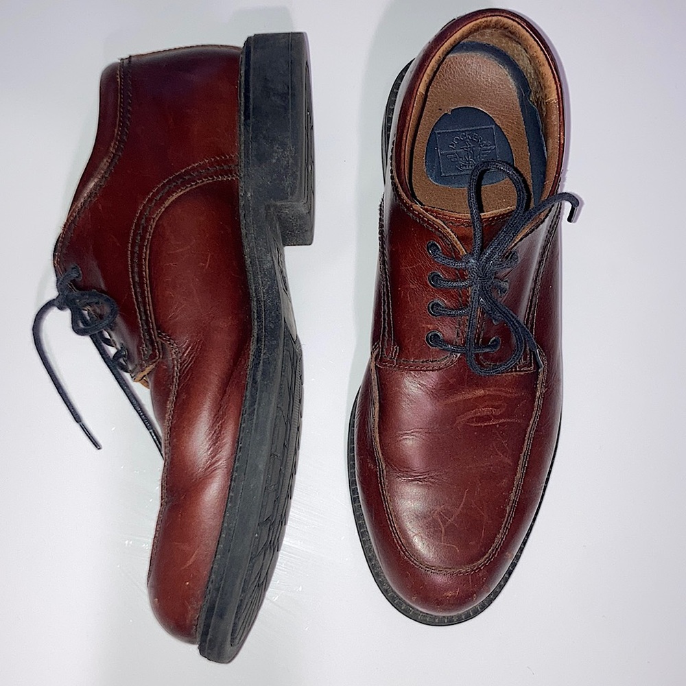 Dockers Bicycle Toe Oxford Brown Leather All Motion Comfort Lace Up Dress Shoes